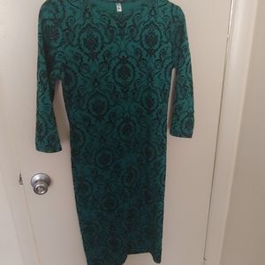 Teal quarter length sleeve dress